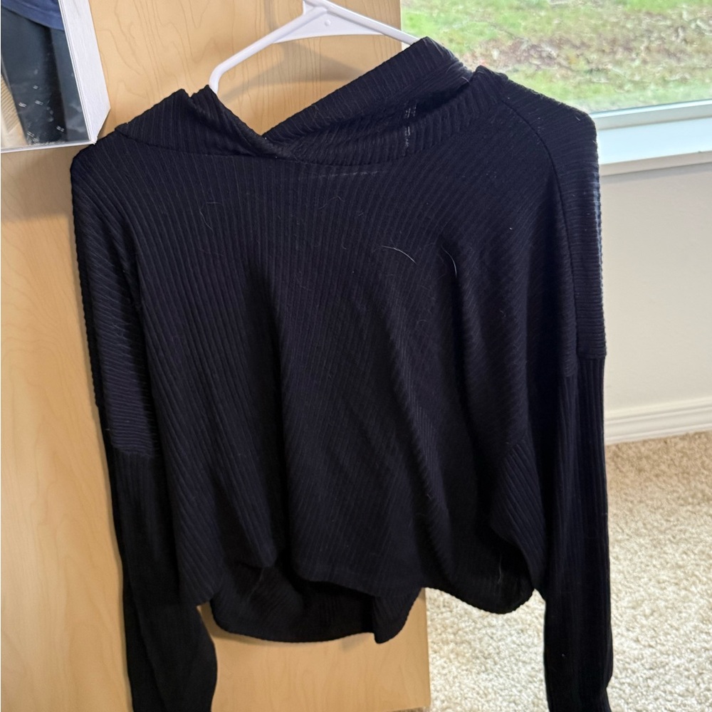 Hollister Charcoal Ribbed Knit Top